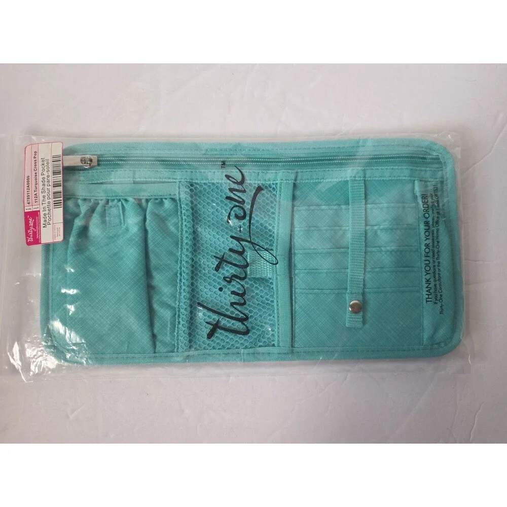 Thirty-One Made In The Shade Pocket Turquoise Cross Pop Retired New - Picture 1 of 4